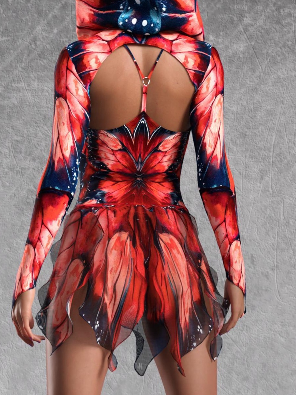 Fairy Bodysuit Costume: Deep V-Neck, Hooded Shrug, Long Sleeves - Picture 2 of 7
